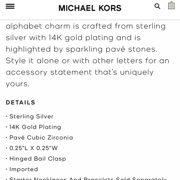 New Michael Kors Silver Gold H Letter Charm - Picture 3 of 4
